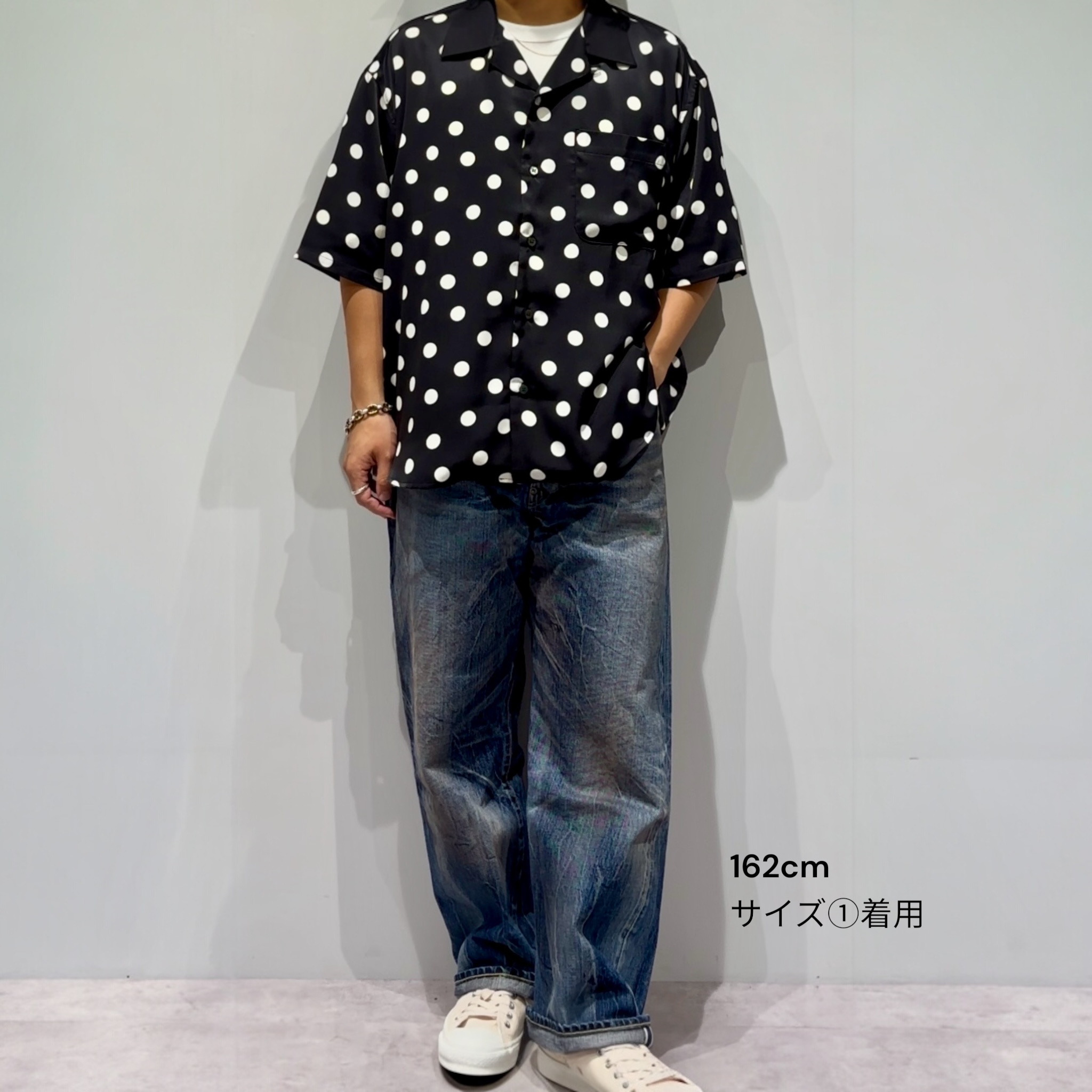 Mercury Mini Button Big Dot Black Collar Shirt - JAPAN MADE