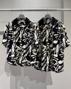 Mercury Mini Button Splash Print Black Collar Shirt - JAPAN MADE