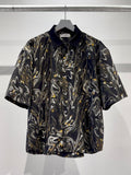 Mercury Mini Button Drip Paint Black Collar Shirt - JAPAN MADE
