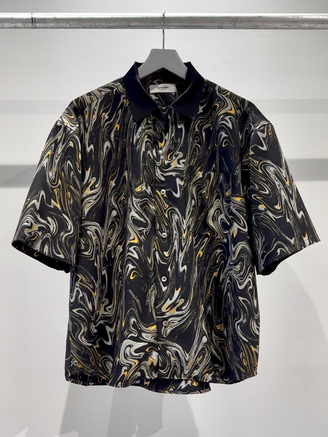 Mercury Mini Button Drip Paint Black Collar Shirt - JAPAN MADE