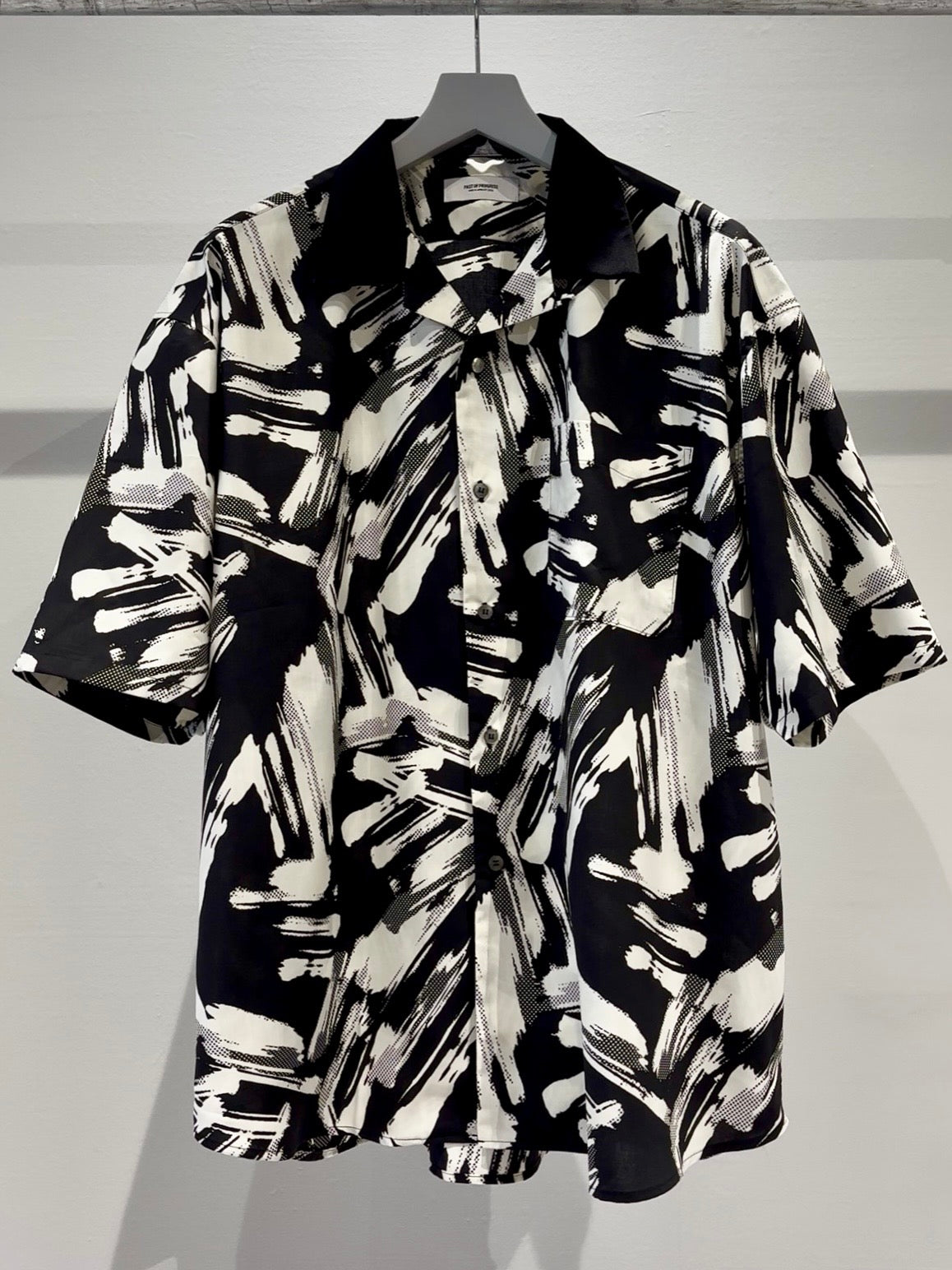 Mercury Mini Button Splash Print Black Collar Shirt - JAPAN MADE