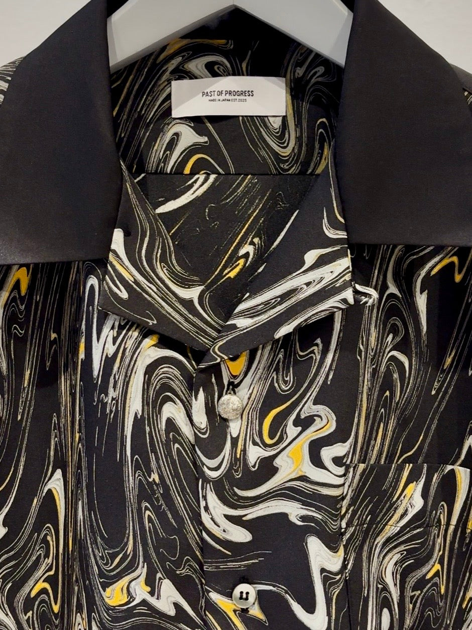 Mercury Mini Button Drip Paint Black Collar Shirt - JAPAN MADE