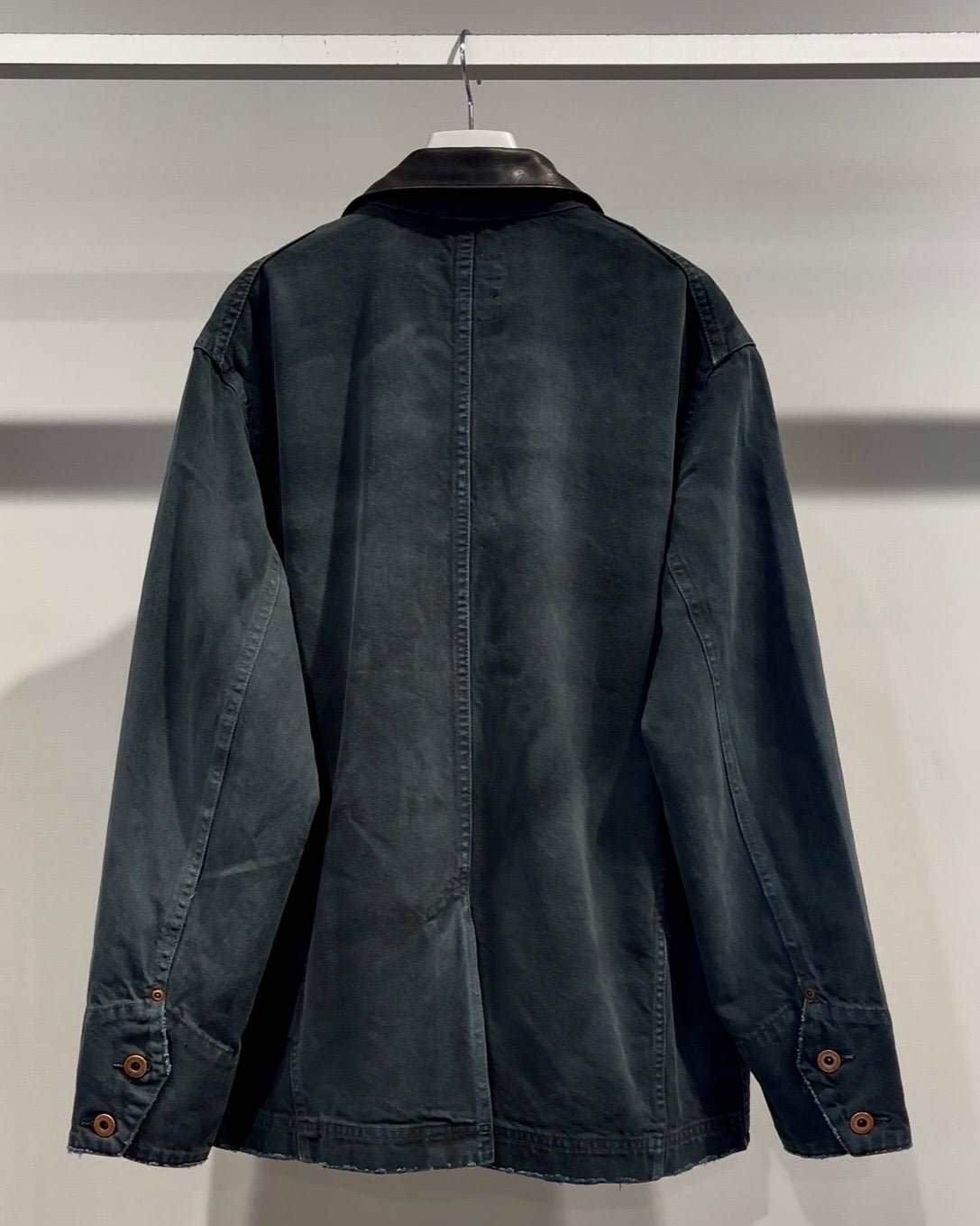 【VOO × PAST OF PROGRESS】LEATHER COLLAR NEO COVERALL DAMAGED / SUMI BLACK
