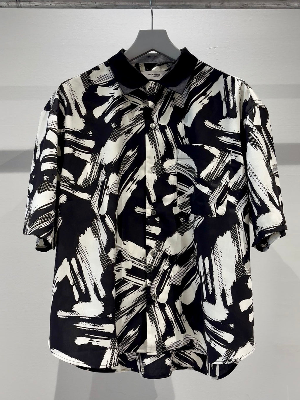 Mercury Mini Button Splash Print Black Collar Shirt - JAPAN MADE