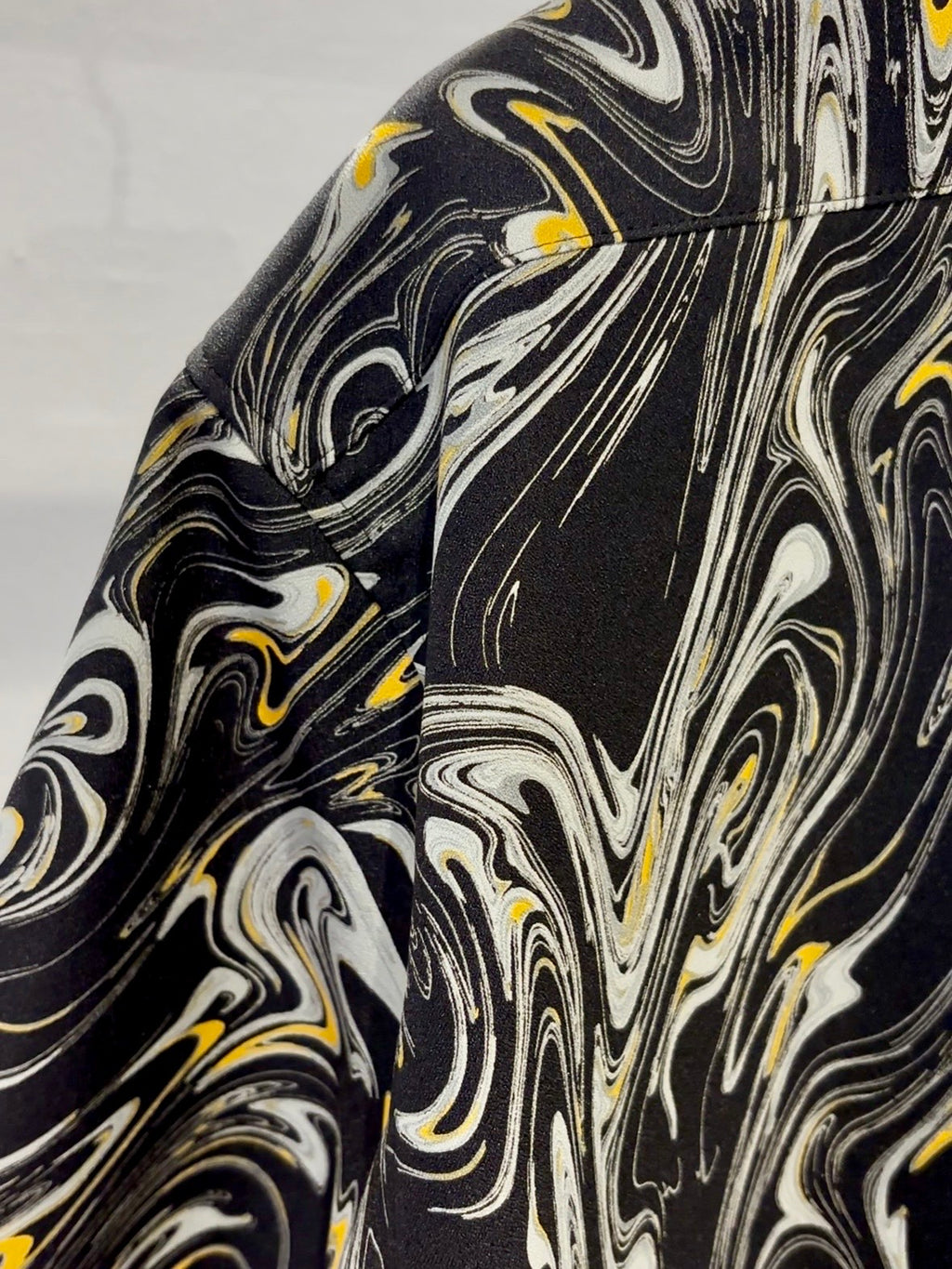 Mercury Mini Button Drip Paint Black Collar Shirt - JAPAN MADE