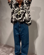 Mercury Mini Button Splash Print Black Collar Shirt - JAPAN MADE