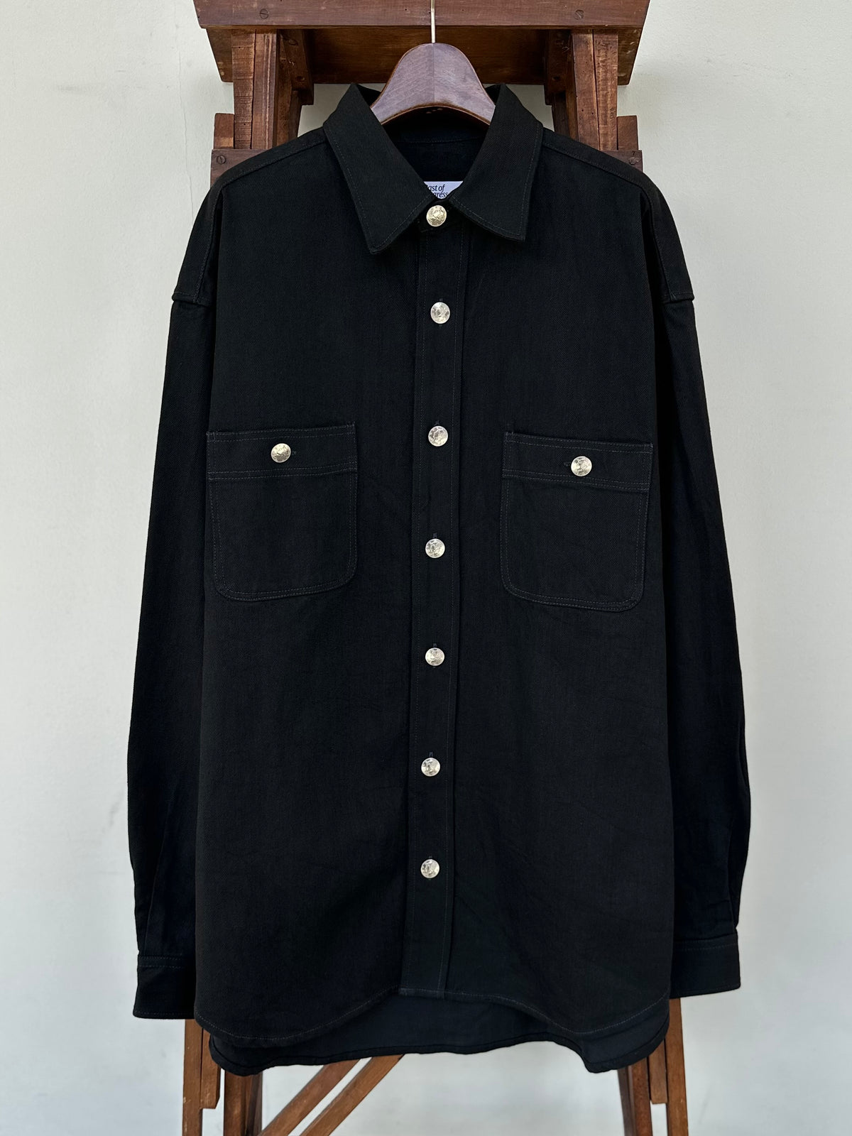 【Lightning 11月号掲載】MERCURY BUTTON 11OZ DENIM JACKET SHIRTS（BLACK）- PAST-005