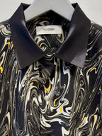 Mercury Mini Button Drip Paint Black Collar Shirt - JAPAN MADE
