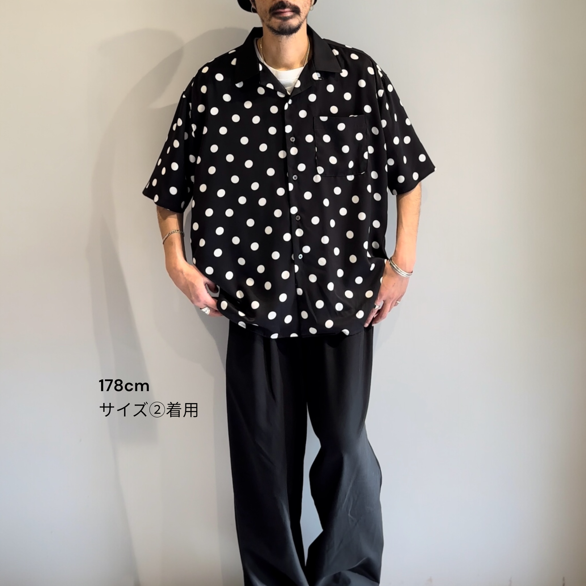 Mercury Mini Button Big Dot Black Collar Shirt - JAPAN MADE