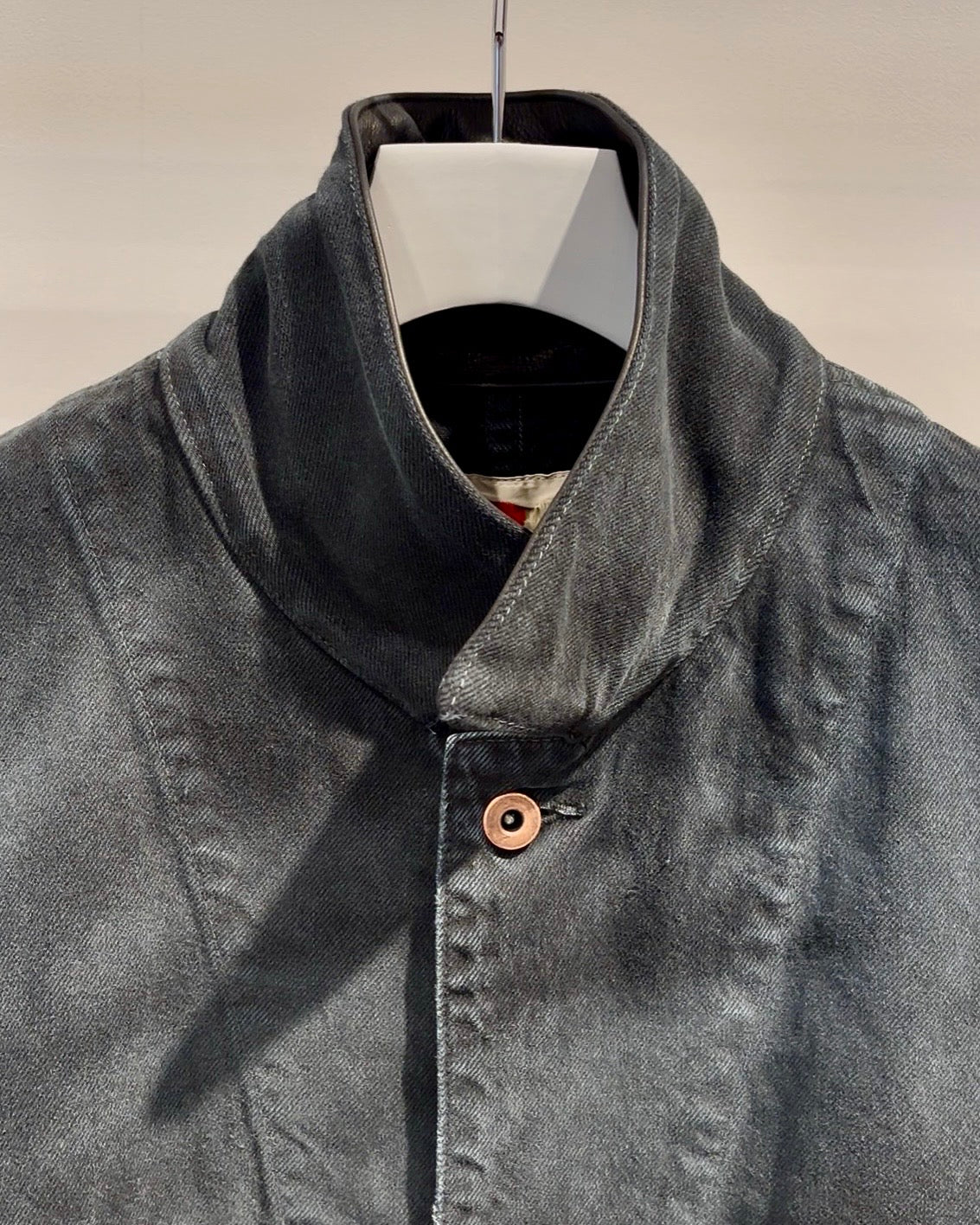 【VOO × PAST OF PROGRESS】LEATHER COLLAR NEO COVERALL DAMAGED / SUMI BLACK