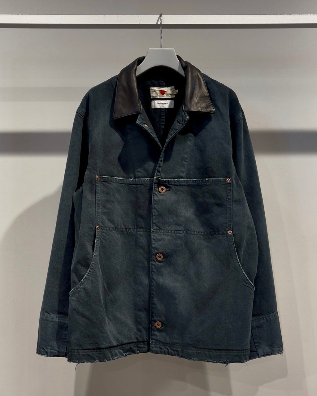 【VOO × PAST OF PROGRESS】LEATHER COLLAR NEO COVERALL DAMAGED / SUMI BLACK