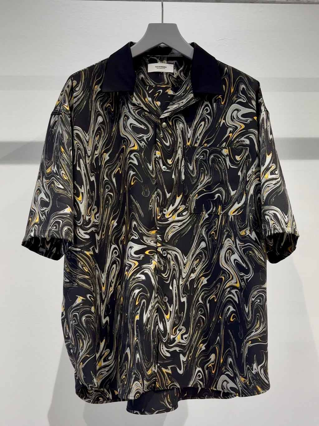 Mercury Mini Button Drip Paint Black Collar Shirt - JAPAN MADE