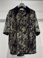Mercury Mini Button Drip Paint Black Collar Shirt - JAPAN MADE