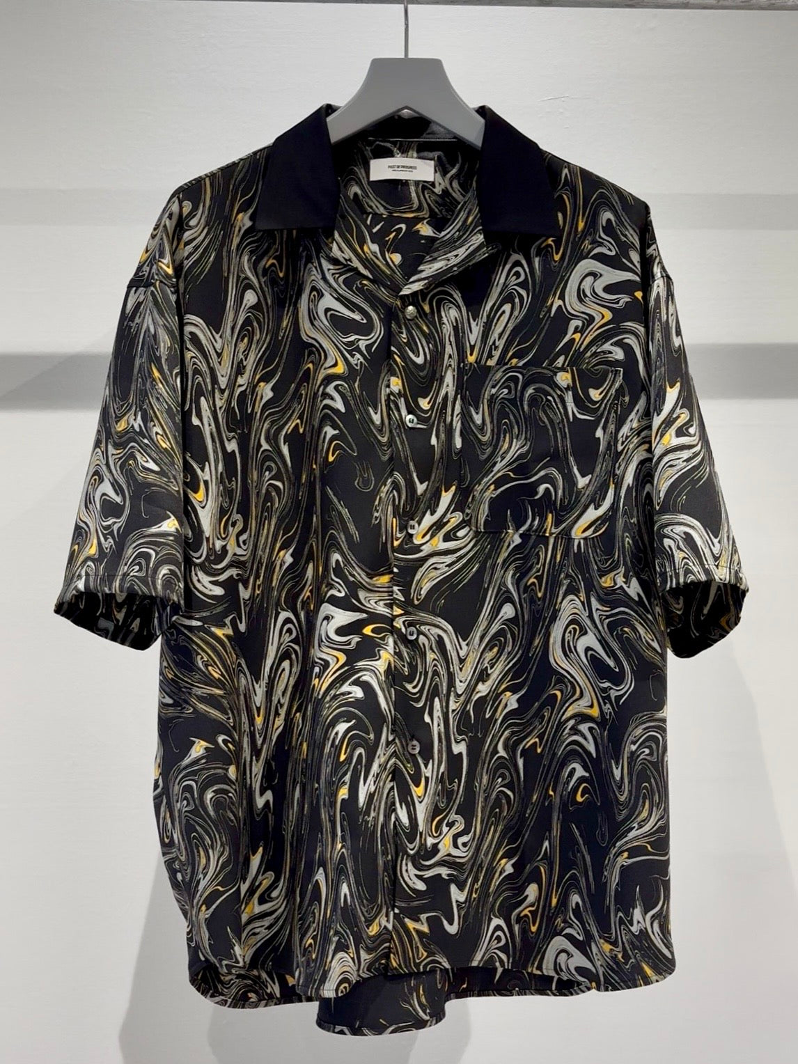 Mercury Mini Button Drip Paint Black Collar Shirt - JAPAN MADE
