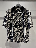 Mercury Mini Button Splash Print Black Collar Shirt - JAPAN MADE