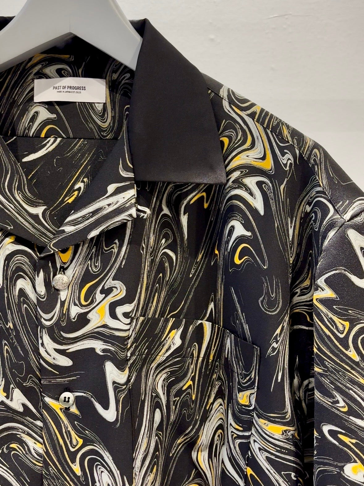Mercury Mini Button Drip Paint Black Collar Shirt - JAPAN MADE