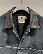 【VOO × PAST OF PROGRESS】LEATHER COLLAR NEO COVERALL DAMAGED / SUMI BLACK