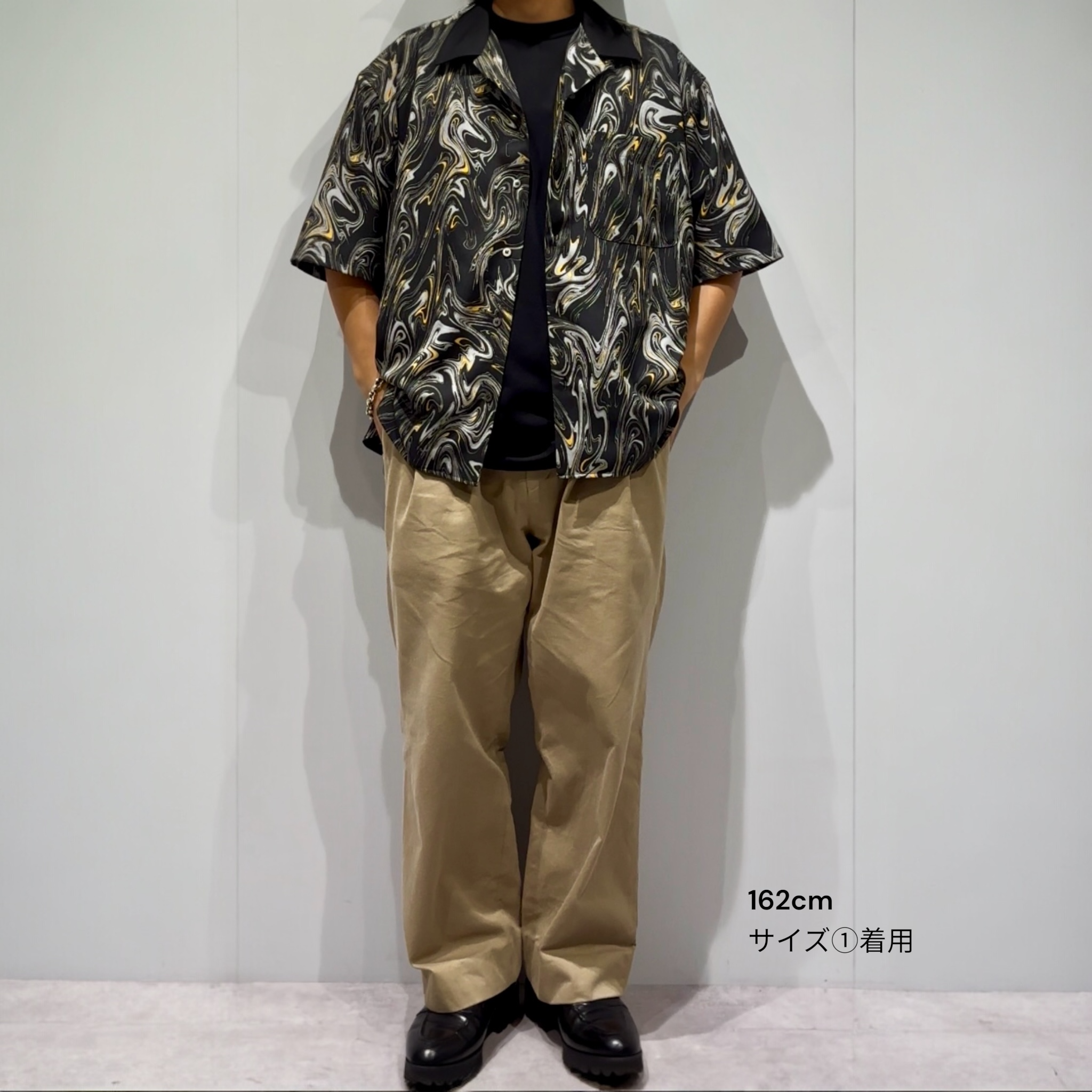 Mercury Mini Button Drip Paint Black Collar Shirt - JAPAN MADE