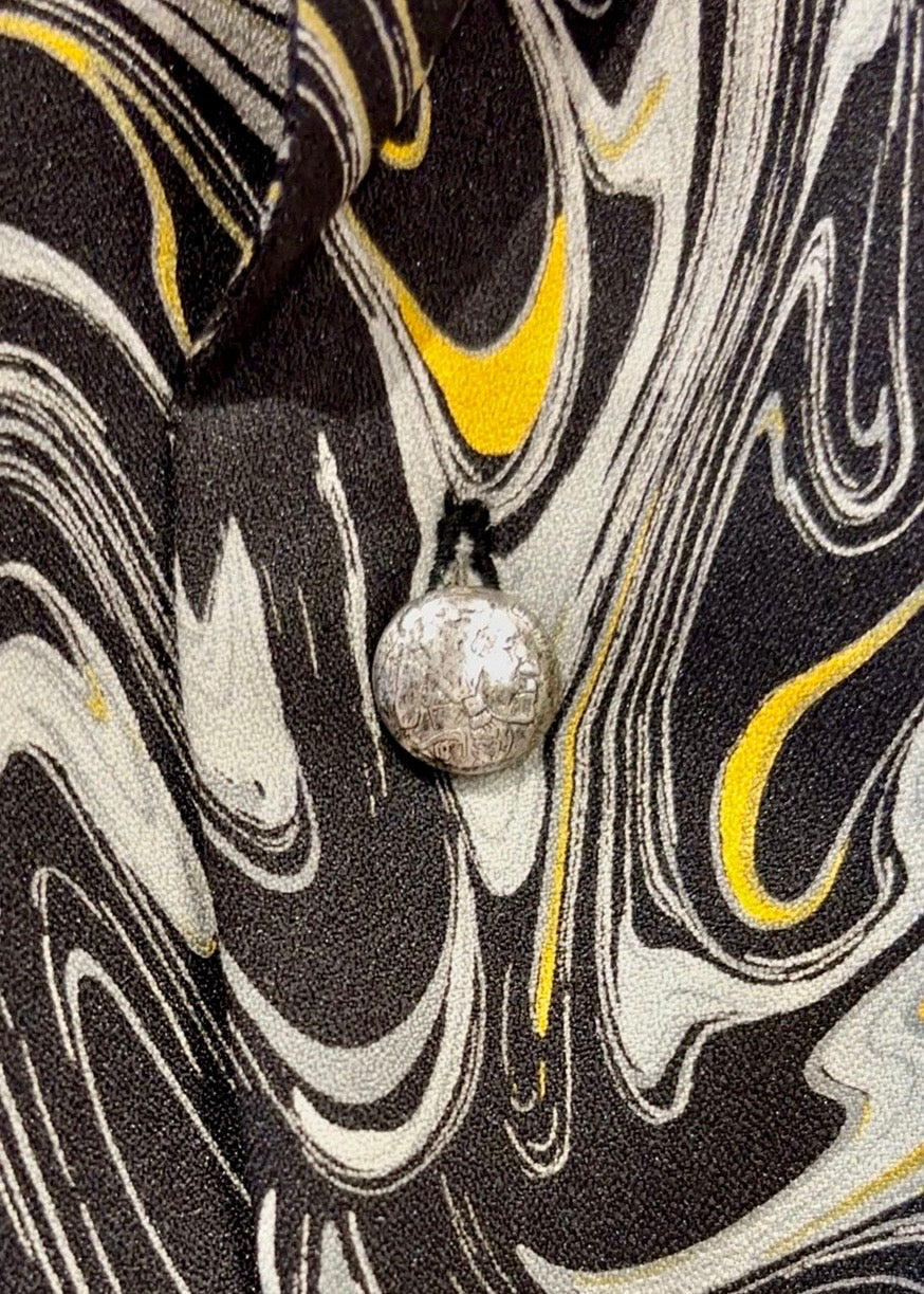 Mercury Mini Button Drip Paint Black Collar Shirt - JAPAN MADE