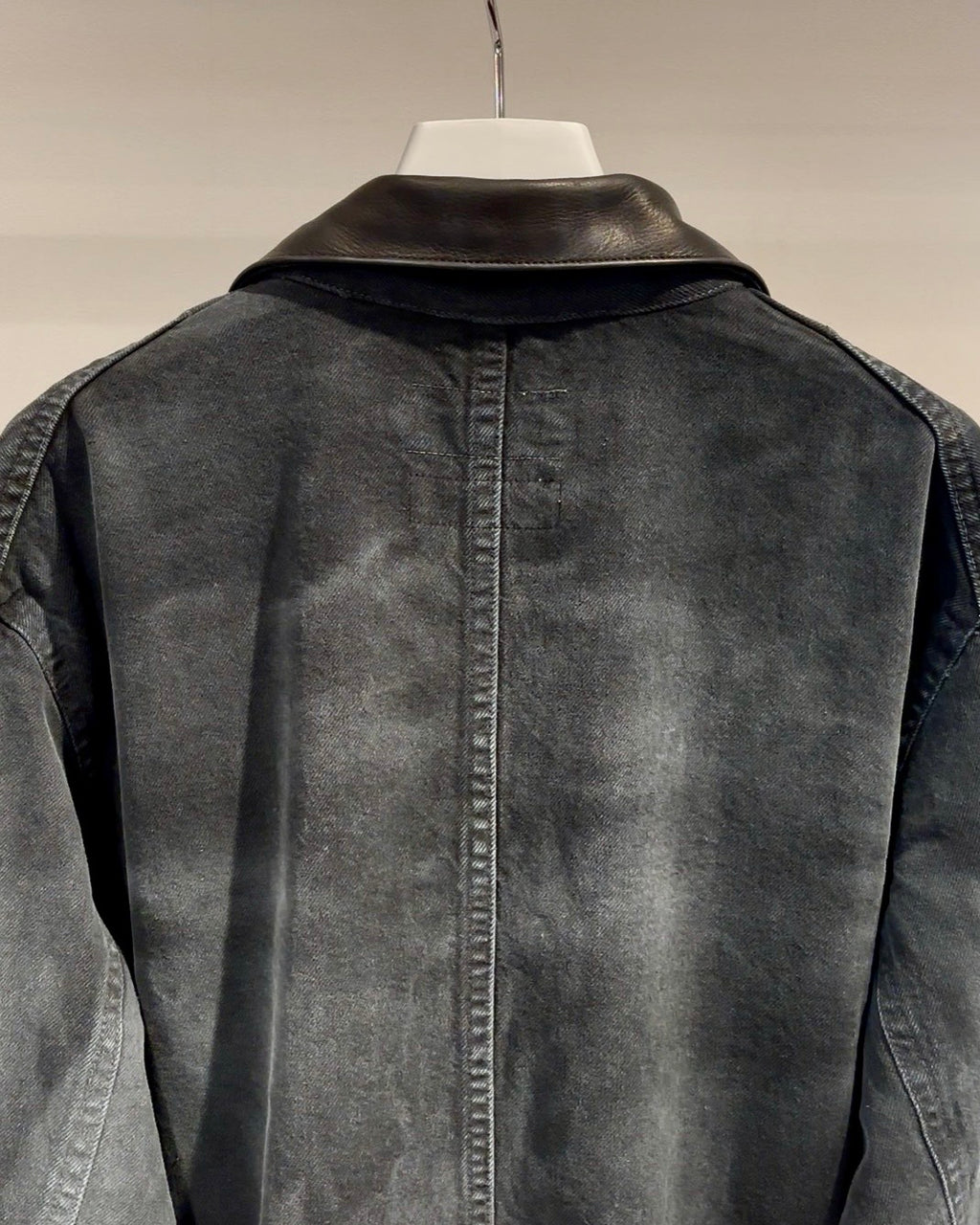 【VOO × PAST OF PROGRESS】LEATHER COLLAR NEO COVERALL DAMAGED / SUMI BLACK