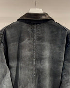 【VOO × PAST OF PROGRESS】LEATHER COLLAR NEO COVERALL DAMAGED / SUMI BLACK