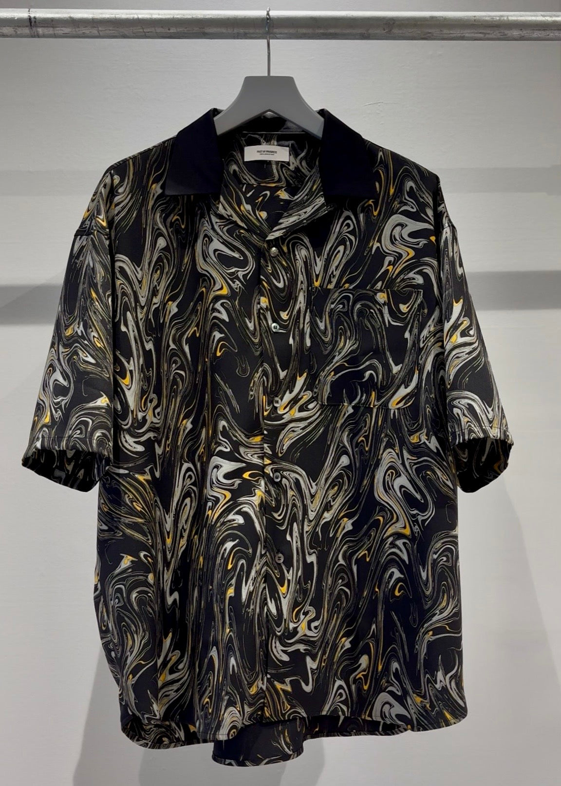 Mercury Mini Button Drip Paint Black Collar Shirt - JAPAN MADE