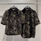 Mercury Mini Button Drip Paint Black Collar Shirt - JAPAN MADE
