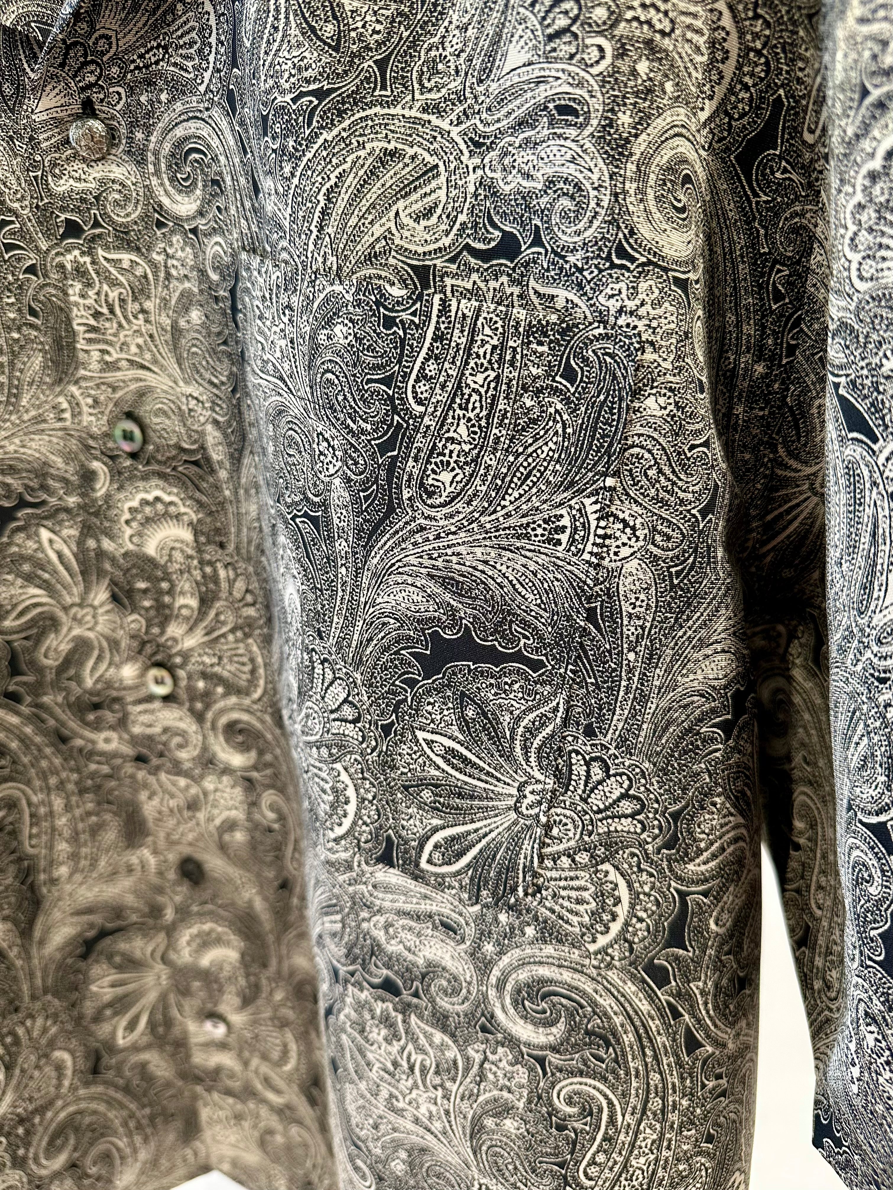 Mercury Mini Button Paisley Black Collar Shirt - JAPAN MADE