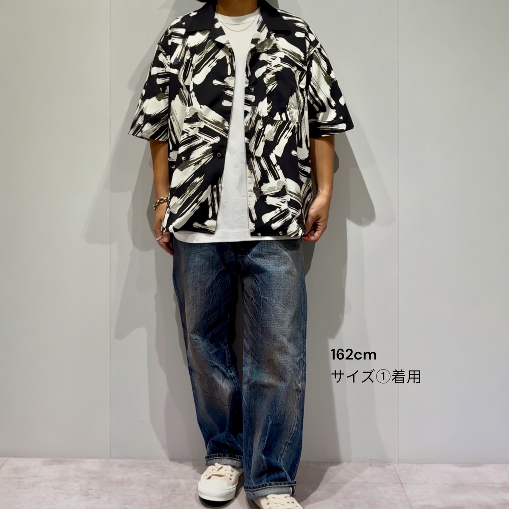 Mercury Mini Button Splash Print Black Collar Shirt - JAPAN MADE