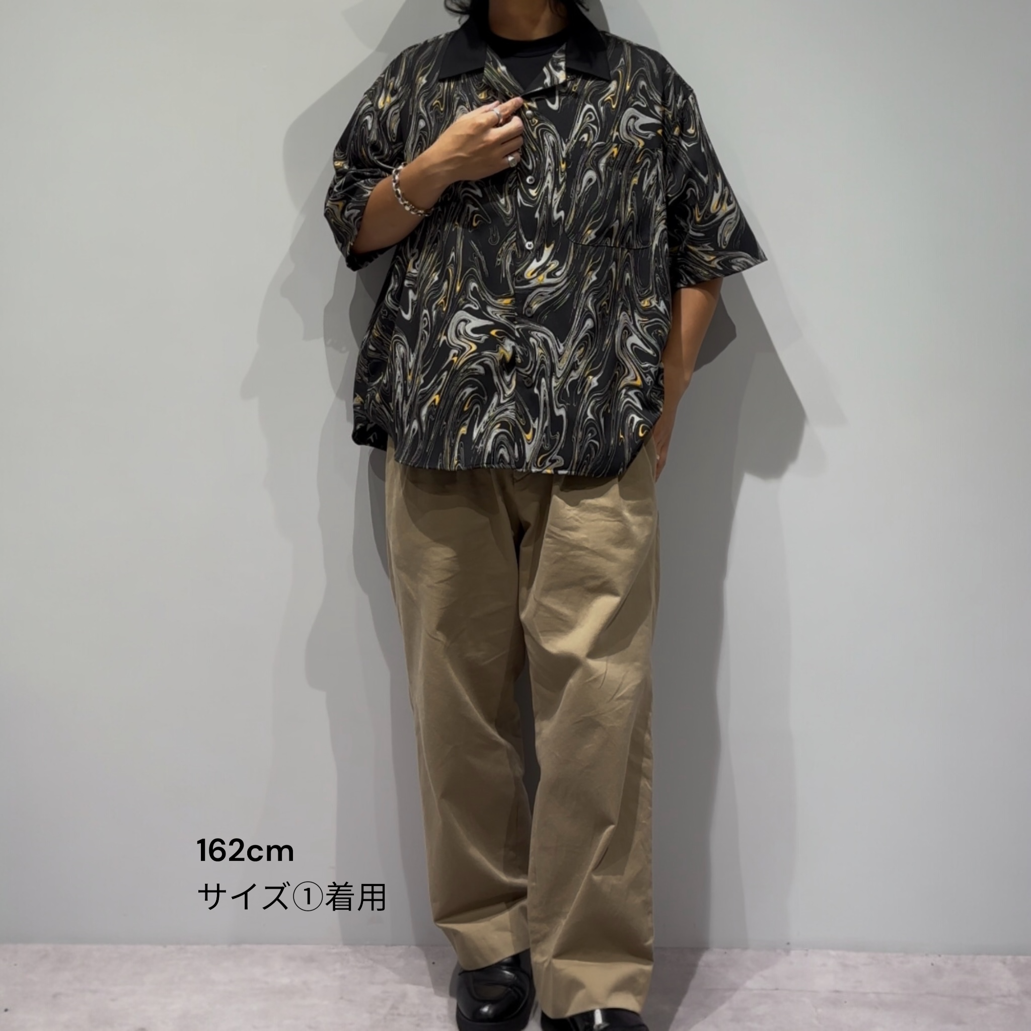 Mercury Mini Button Drip Paint Black Collar Shirt - JAPAN MADE