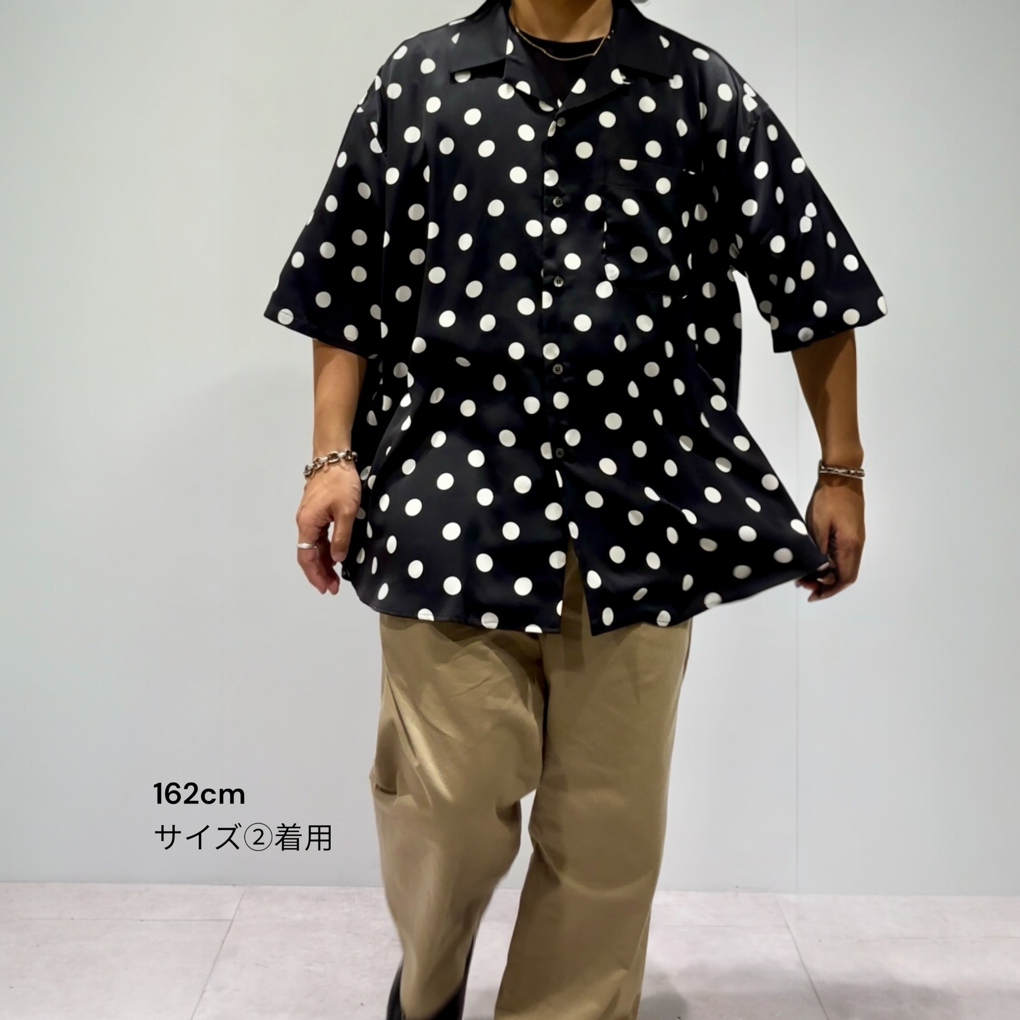 Mercury Mini Button Big Dot Black Collar Shirt - JAPAN MADE