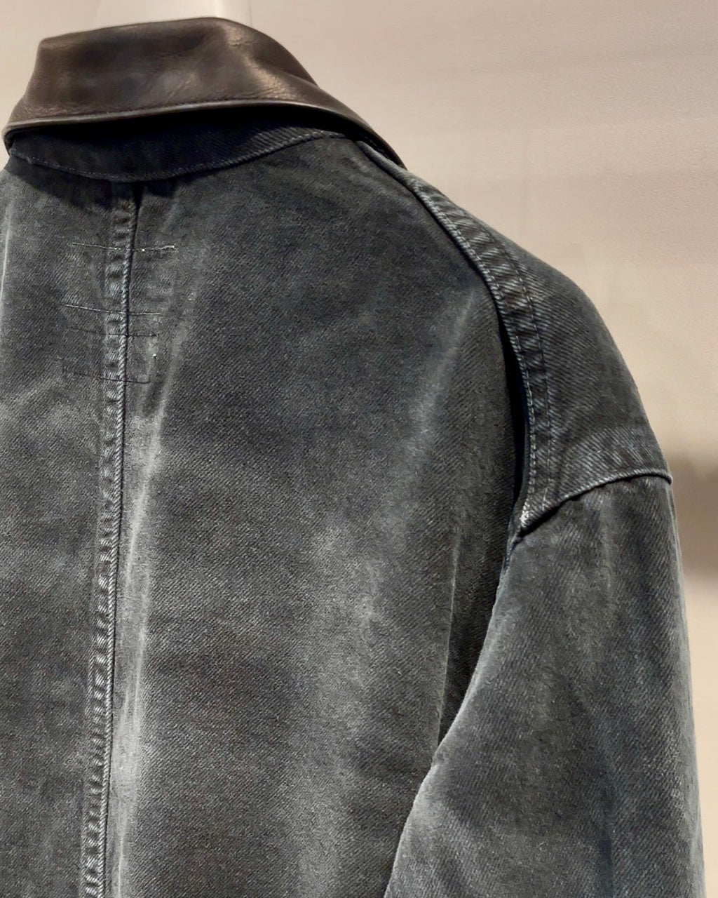 【VOO × PAST OF PROGRESS】LEATHER COLLAR NEO COVERALL DAMAGED / SUMI BLACK