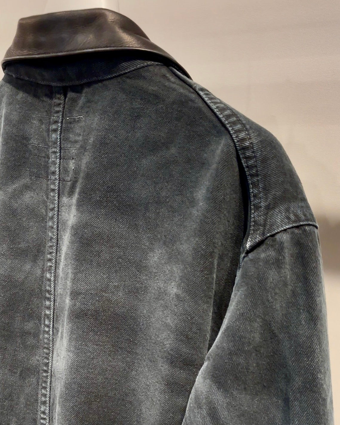 【VOO × PAST OF PROGRESS】LEATHER COLLAR NEO COVERALL DAMAGED / SUMI BLACK