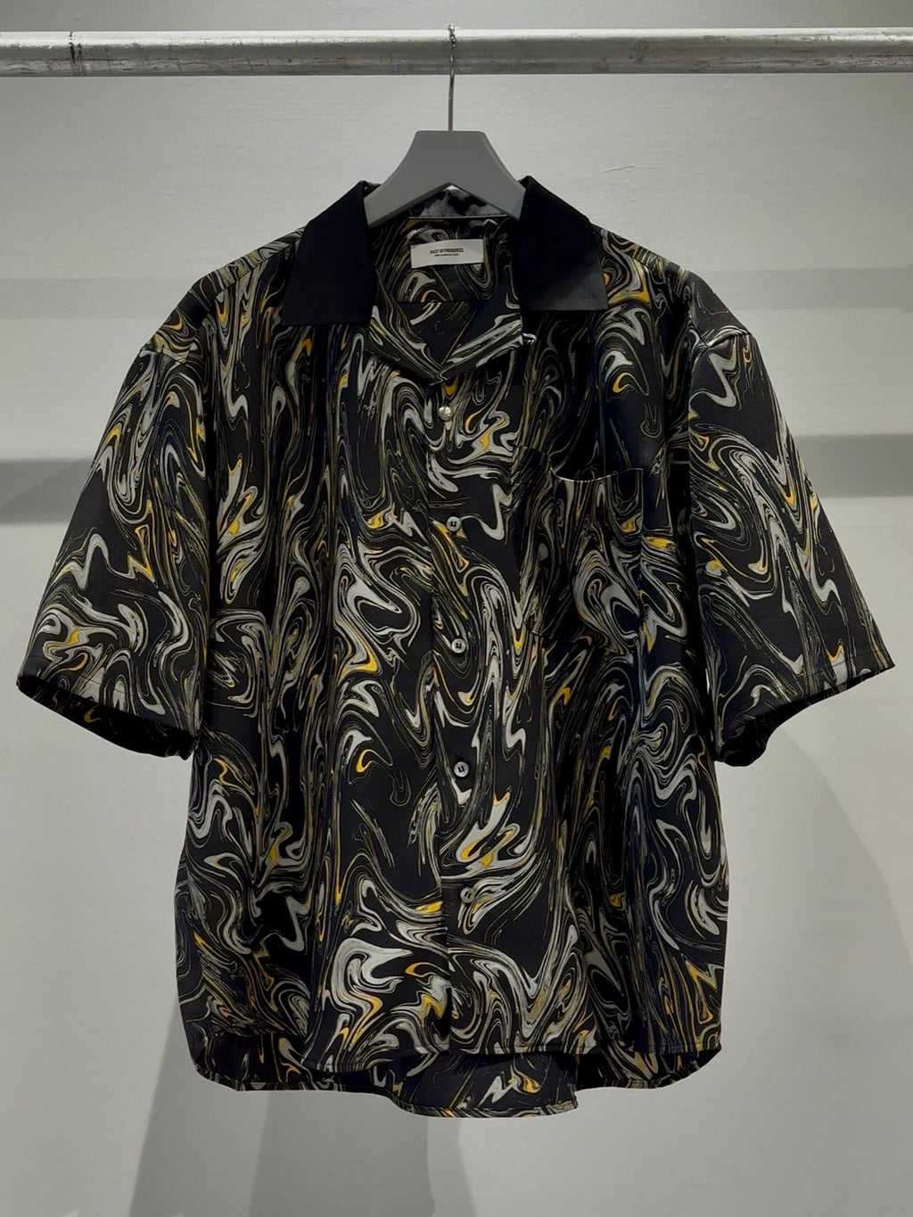Mercury Mini Button Drip Paint Black Collar Shirt - JAPAN MADE
