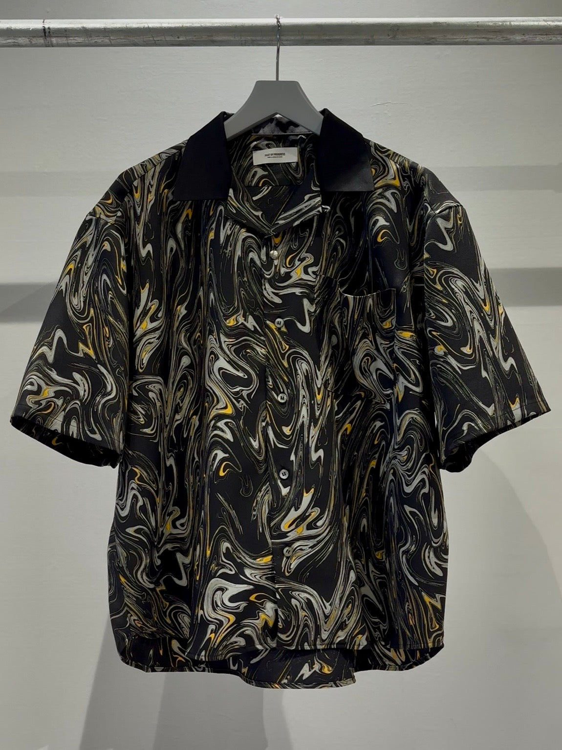 Mercury Mini Button Drip Paint Black Collar Shirt - JAPAN MADE