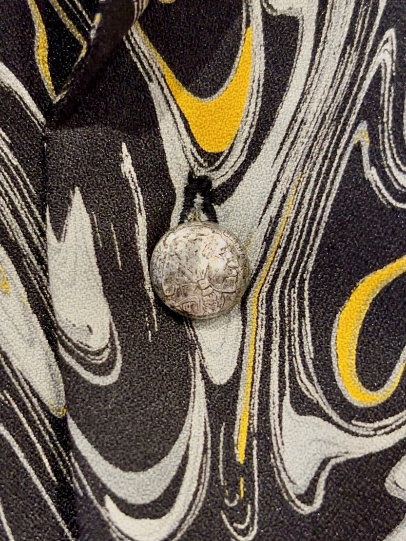 Mercury Mini Button Drip Paint Black Collar Shirt - JAPAN MADE