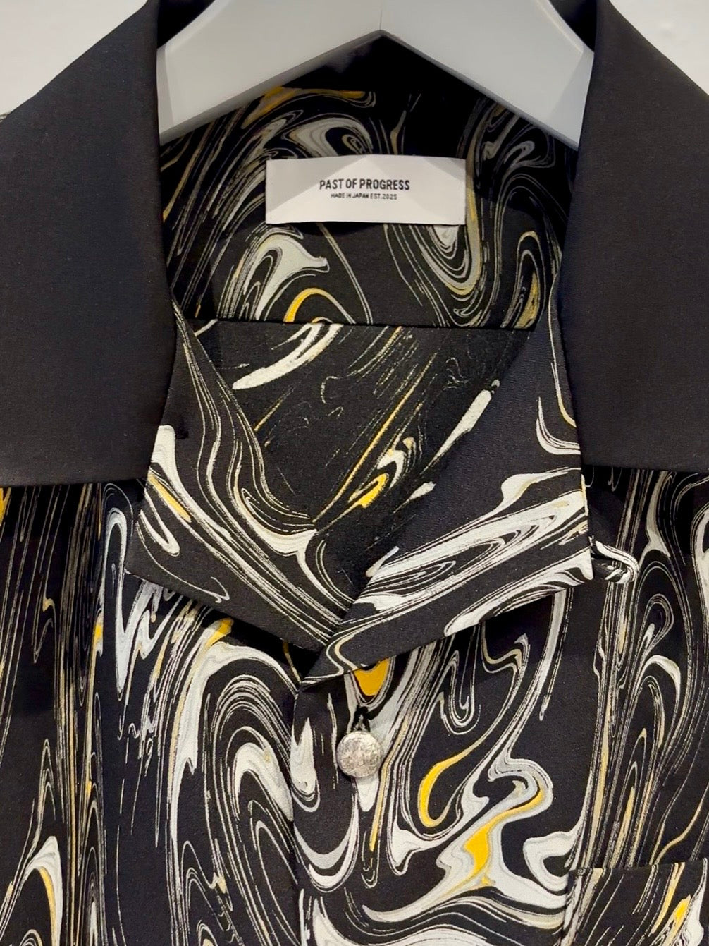 Mercury Mini Button Drip Paint Black Collar Shirt - JAPAN MADE