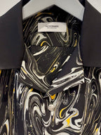 Mercury Mini Button Drip Paint Black Collar Shirt - JAPAN MADE