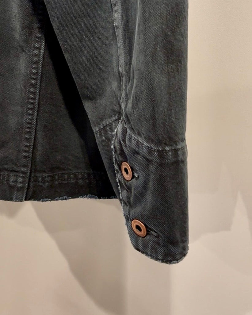 【VOO × PAST OF PROGRESS】LEATHER COLLAR NEO COVERALL DAMAGED / SUMI BLACK