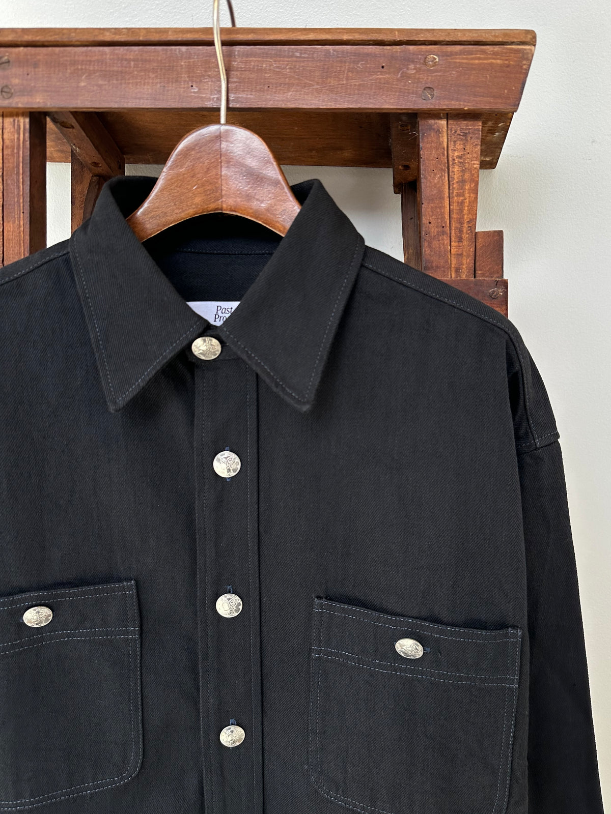 【Lightning 11月号掲載】MERCURY BUTTON 11OZ DENIM JACKET SHIRTS（BLACK）- PAST-005