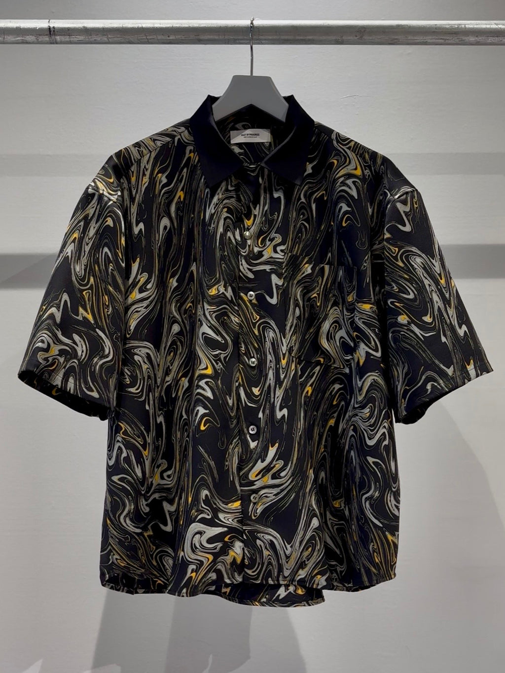 Mercury Mini Button Drip Paint Black Collar Shirt - JAPAN MADE