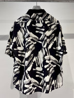 Mercury Mini Button Splash Print Black Collar Shirt - JAPAN MADE