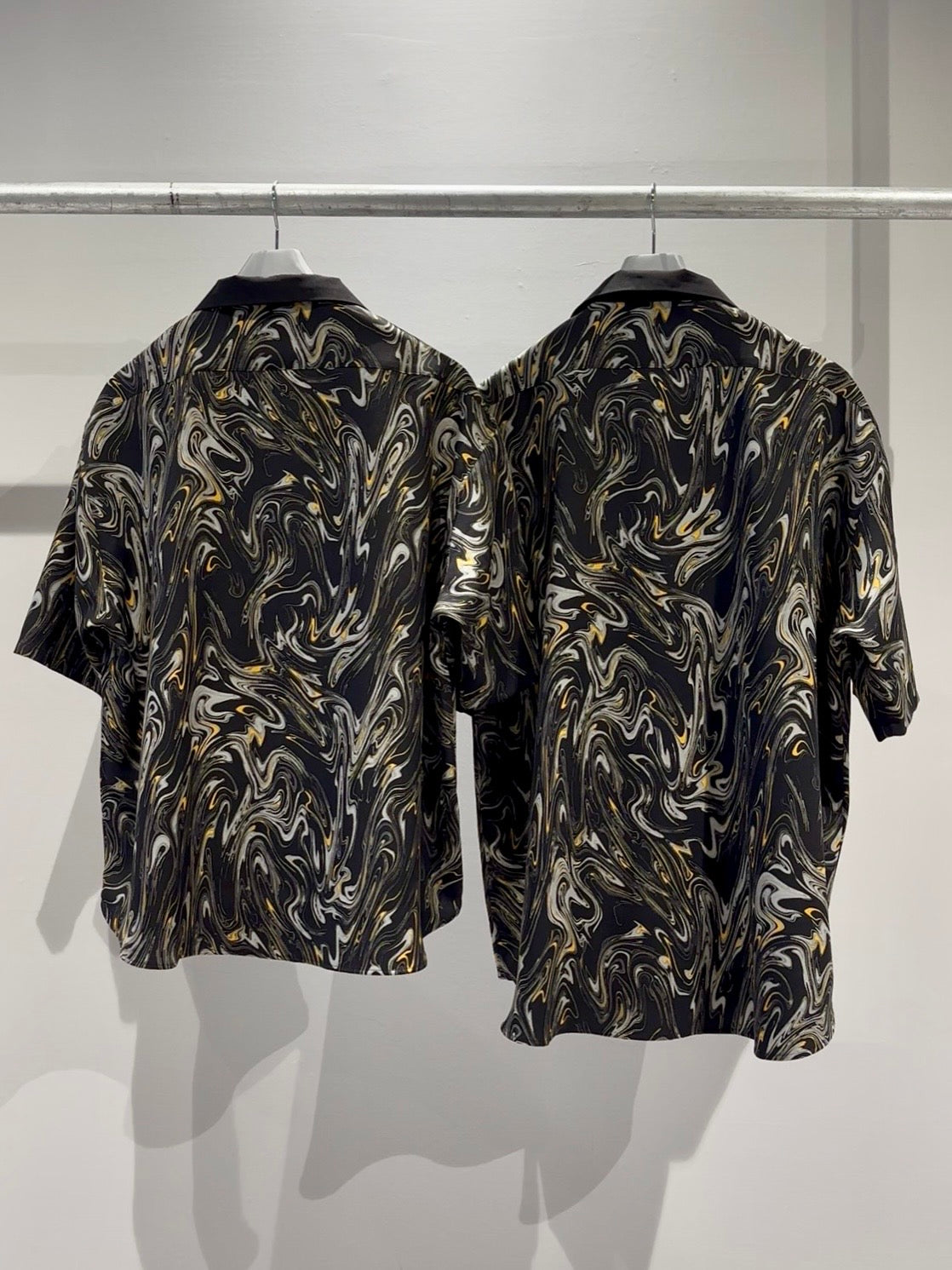 Mercury Mini Button Drip Paint Black Collar Shirt - JAPAN MADE