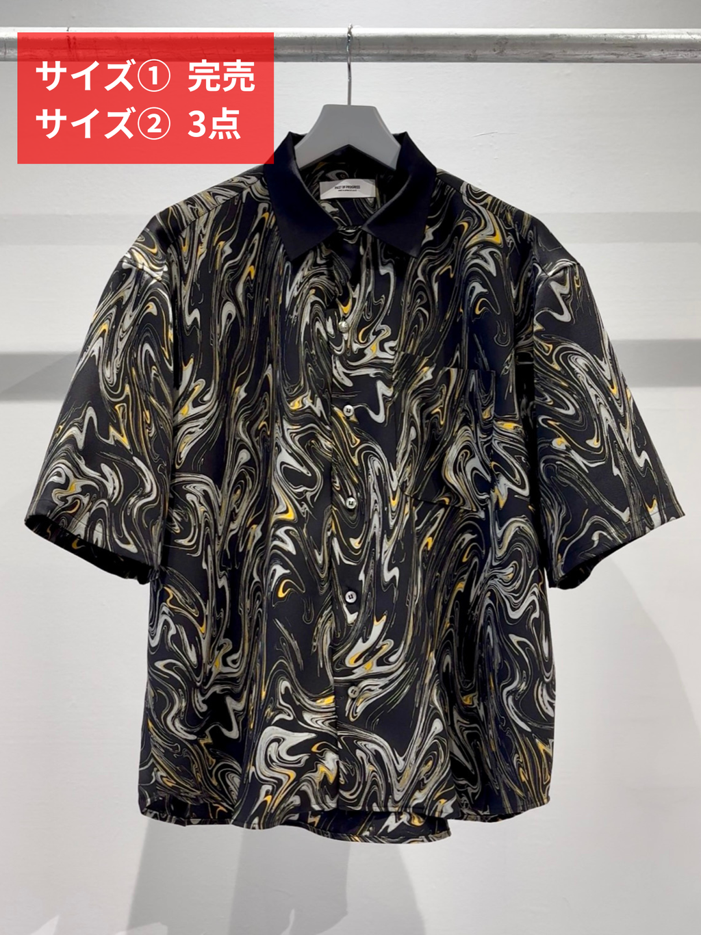 Mercury Mini Button Drip Paint Black Collar Shirt - JAPAN MADE