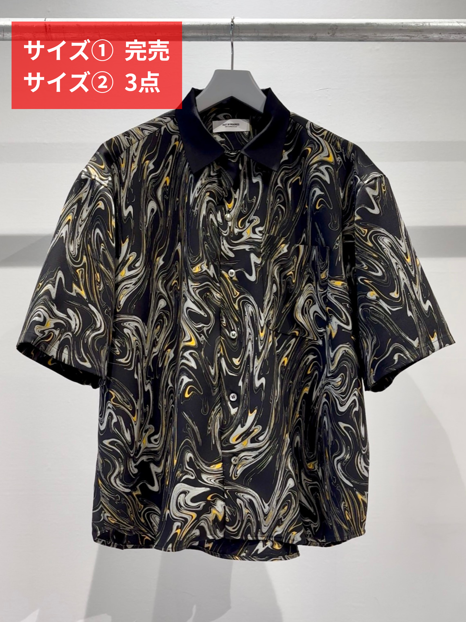 Mercury Mini Button Drip Paint Black Collar Shirt - JAPAN MADE