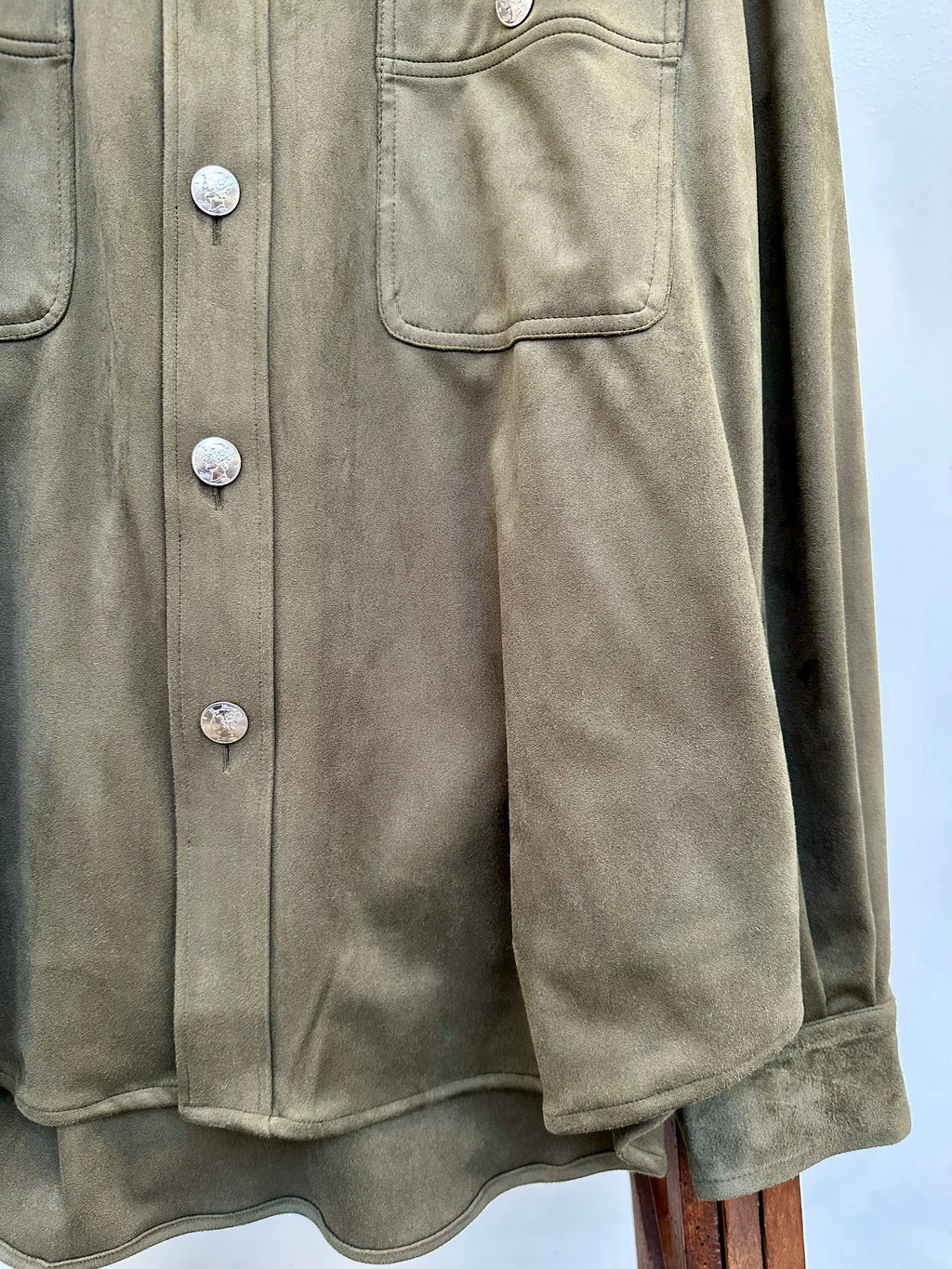 Mercury Button Italian Faux Suede Shirt Jacket PAST-005-α 【OLIVE】