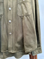 Mercury Button Italian Faux Suede Shirt Jacket PAST-005-α 【OLIVE】
