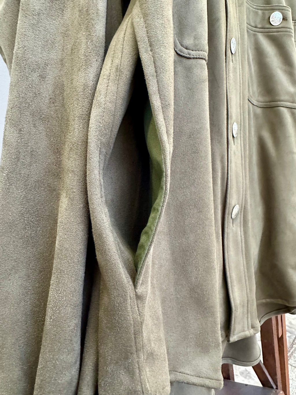 Mercury Button Italian Faux Suede Shirt Jacket PAST-005-α 【OLIVE】