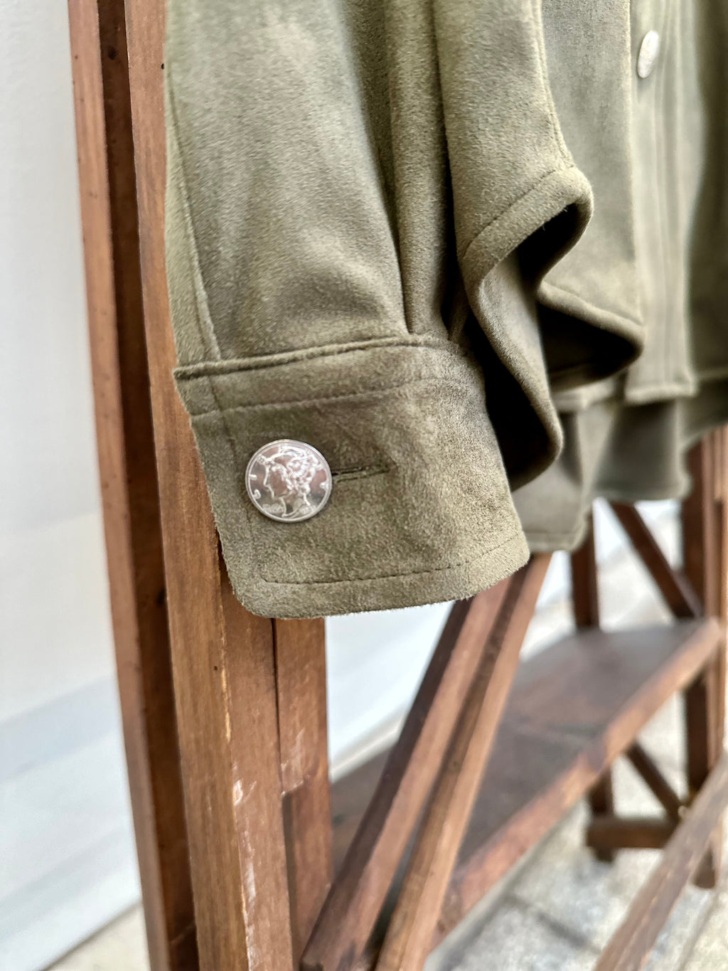 Mercury Button Italian Faux Suede Shirt Jacket PAST-005-α 【OLIVE】