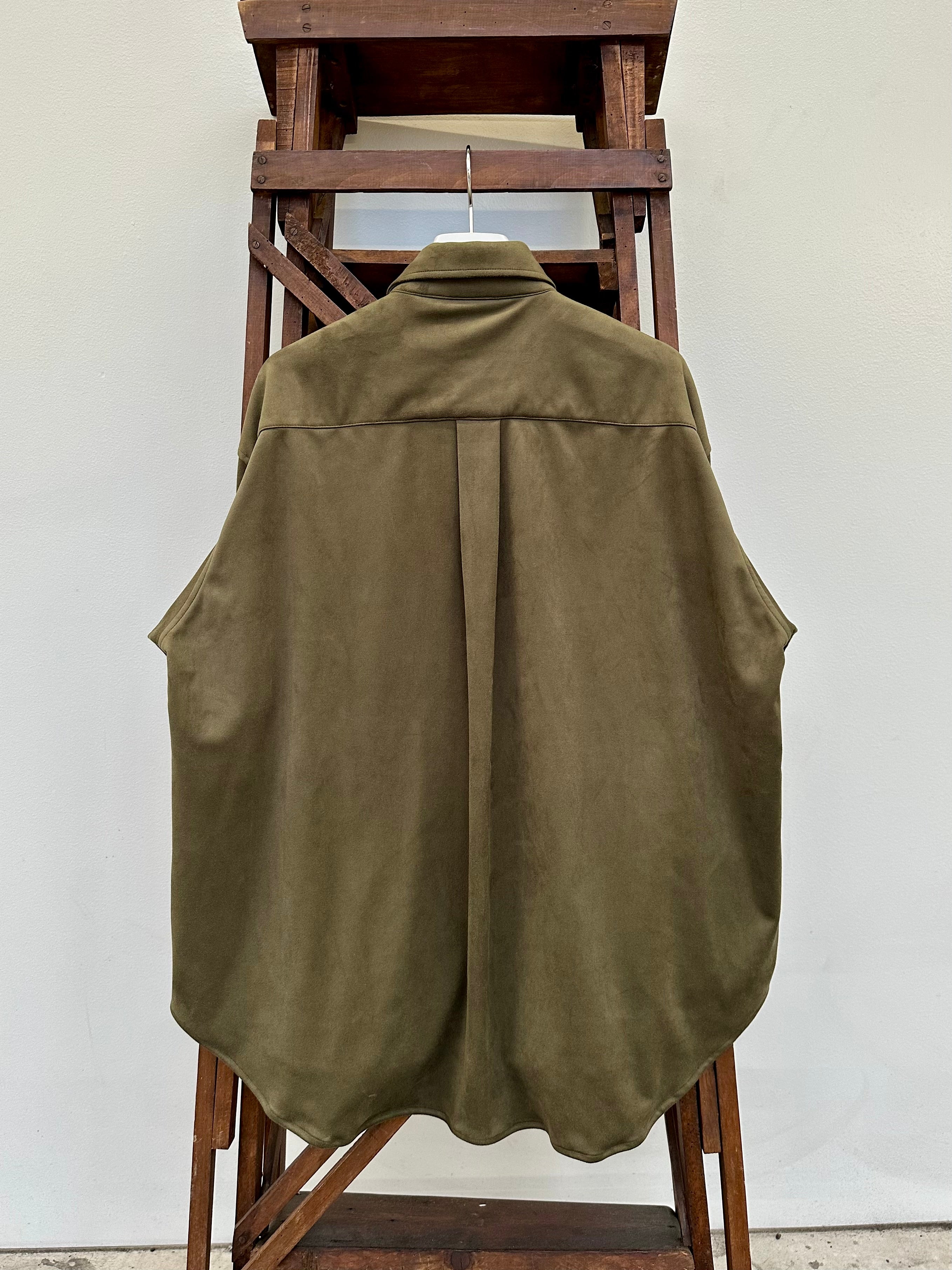 Mercury Button Italian Faux Suede Shirt Jacket PAST-005-α 【OLIVE】